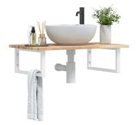 vidaXL Ripiano a Parete per Lavabo in Acciaio e Massello di Acacia