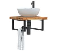 vidaXL Ripiano a Parete per Lavabo in Acciaio e Massello di Acacia