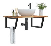 vidaXL Ripiano a Parete per Lavabo in Acciaio e Massello di Acacia