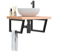 vidaXL Ripiano a Parete per Lavabo in Acciaio e Massello di Faggio