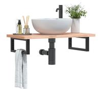 vidaXL Ripiano a Parete per Lavabo in Acciaio e Massello di Faggio