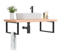 vidaXL Piano lavabo con staffa, pannello in legno, montaggio a parete, piastra per lavabo, mensola da parete, in acciaio massiccio di faggio