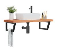 vidaXL Ripiano a Parete per Lavabo in Acciaio e Massello di Faggio