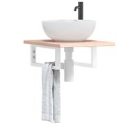 vidaXL Ripiano a Parete per Lavabo in Acciaio e Massello di Rovere