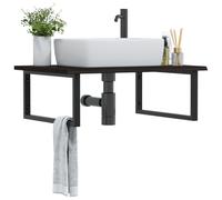 vidaXL Mensola per lavabo con supporto, in legno massello di rovere