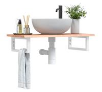 vidaXL Ripiano a Parete per Lavabo in Acciaio e Massello di Rovere