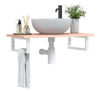 vidaXL Ripiano a Parete per Lavabo in Acciaio e Massello di Rovere