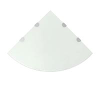 vidaXL Ripiano Angolare con Supporti Cromati in Vetro Bianco 45x45 cm Scaffale