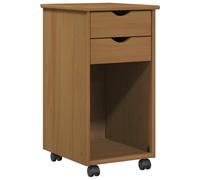 vidaXL Armadietto con rotelle, 34 x 39 x 65,5 cm, in legno di pino massiccio, minimalista, rettangolare, con grande rullo compatto, per casa e ufficio