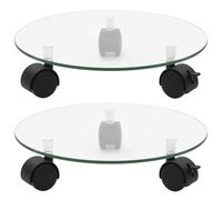 vidaXL 2x Pedane con Ruote per Piante Vetro Temperato Rotondo 28cm Portavasi