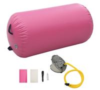 vidaXL Rotolo da Ginnastica Gonfiabile con Pompa 120x90 cm in PVC Rosa