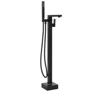 vidaXL Rubinetto a Colonna Vasca da Bagno Nera Acciaio Inox 90 cm