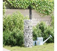 vidaXL Colonna Gabion Argento 25 x 25 x 100 cm Acciaio Inossidabile, Giardino e terrazzo, Colonna Gabion Rettangolare Robusta, Esposizione Moderna, Tocco paesaggistico Contemporaneo