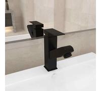 vidaXL Rubinetto Lavabo da Bagno Funzione Estraibile Nero 157x172 mm