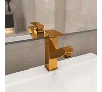 vidaXL Rubinetto Lavabo da Bagno Funzione Estraibile Oro 157x172 mm