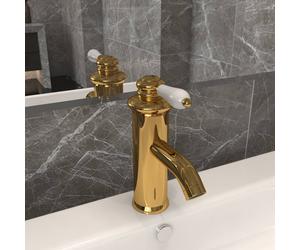 vidaXL Rubinetto per Lavabo del Bagno Oro 130x180 mm