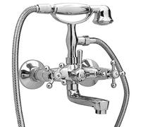 vidaXL Rubinetto Vasca a 2 Maniglie con Soffione a Mano Cromato Retro