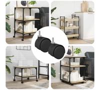 vidaXL Ruote 2 pcs Nero 40,1 x 37,8 mm PP e Ferro, Ruote Moderne Regolabili, Ruote Swivel Heavy-Duty, Trasportatore Nero per la Mobilità dei Mobili, Uso Amico del Pavimento