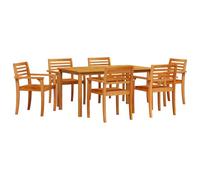 vidaXL Rustikales Akazienholz Esszimmerset für 6 | Garten Holzterrassenstühle Bequeme Möbel Balkon Terrasse Oder Veranda Einfache Montage enthalten Stuhl Solid