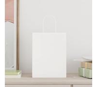 vidaXL Sacchetti di Carta 250 pz con Manici Bianchi 21x11x28 cm, Sacchetto di Carta, Sacchetto Regalo di Carta, Sacchetto Regalo di Carta