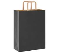 vidaXL Sacchetti di Carta 50 pz con Manici Neri 26x12x35 cm, Sacchetto di Carta, Sacchetto Regalo di Carta, Sacchetto Regalo di Carta