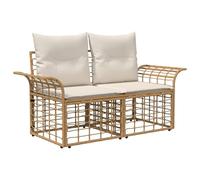 vidaXL Sala da esterni, 2 pezzi, naturale e crema, in rattan sintetico, rustico, per esterni, resistente alle intemperie, divano in rattan sintetico, comoda seduta per la terrazza