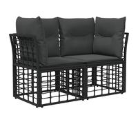 vidaXL Sala da esterni, 2 pezzi, nero e grigio scuro, in rattan sintetico, rustico, per esterni, resistente alle intemperie, divano in rattan sintetico, comoda seduta per la terrazza