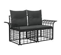 vidaXL Sala da esterni, 2 pezzi, nero e grigio scuro, in rattan sintetico, rustico, per esterni, resistente alle intemperie, divano in rattan sintetico, comoda seduta per la terrazza