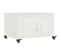 vidaXL Tavolino Bianco 68x50x43,5 cm in Acciaio Laminato a Freddo, Tavolo Salotto, tavolino, Arredamento da Soggiorno, tavolino da Soggiorno