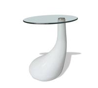 vidaXL Salontafel met rond glazen tafelblad hoogglans wit