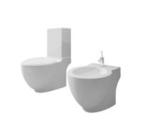 vidaXL Sanitari da Bagno Set WC e Bidè in Ceramica Bianco Vaso Water e Bidet