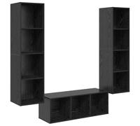 vidaXL Scaffalature Cube in legno di ingegneria rovere nero, 37 x 142,5 cm. Design modulare per il montaggio a parete, finitura interna usurata. Ideale come organizer per la