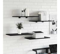 vidaXL Scaffale 4 pcs Nero 60 x 30 x 1,5 cm Legno multistrato, Mensola resistente, design rettangolare, soluzione moderna per il soggiorno, studio, mobili per la casa