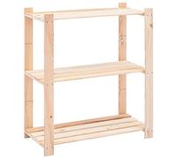 vidaXL Scaffale 3 Livelli Robusto Naturale Mensole Scansia Casellario Cucina Casa Cantina Dispensa 80x38x90 cm 150 kg Legno di Pino