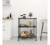 vidaXL Scaffale a 3 Livelli 60x35x76 cm Nero 150 kg