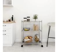 vidaXL Scaffale a 3 Livelli con Ruote 60x35x81 cm Cromato 150 kg