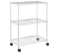 vidaXL Scaffale a 3 Livelli con Ruote 60x35x81 cm Cromato 150 kg, scaffale portaoggetti, portaoggetti, ripiano portaoggetti, scaffale di stoccaggio