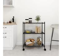 vidaXL Scaffale a 3 Livelli con Ruote 60x35x81 cm Nero 150 kg