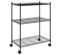 vidaXL Scaffale a 3 Livelli con Ruote 60x35x81 cm Nero 150 kg