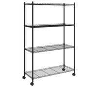 vidaXL Scaffale a 4 Livelli con Ruote 90x35x142 cm Nero 200 kg