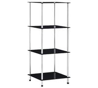 vidaXL Scaffale a 4 Livelli Ripiani Scaffalatura Credenza Scansia Mensole Vetrinetta Cambusa Armadietto Mobiletto Madia Nero in Vetro Temperato