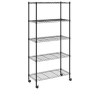 vidaXL Scaffale a 5 Livelli con Ruote 75x35x155 cm Nero 250 kg