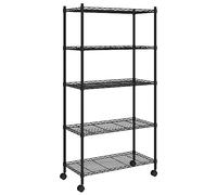 vidaXL Scaffale a 5 Livelli con Ruote 75x35x155 cm Nero 250 kg