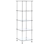 vidaXL Scaffale a 5 Livelli Scaffalatura Vetrina Portaoggetti con Ripiani Armadio Armadietto Libreria Trasparente 40x40x130cm in Vetro Temperato
