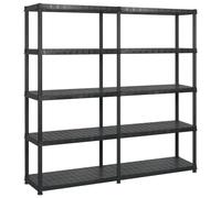vidaXL Scaffale a 5 Ripiani Nero 183x45,7x185 cm in Plastica