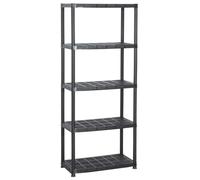 vidaXL Scaffale a 5 Ripiani Scaffalatura Mensola Armadio Ufficio Studio Armadietto Dispensa Bricolage Ripiani Scansia Nero in Plastica