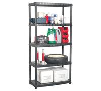 vidaXL Scaffale a 5 Ripiani Nero 91,5x45,7x185 cm in Plastica