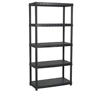 vidaXL Scaffale a 5 ripiani 91,5x45,7x185 cm Nero in plastica