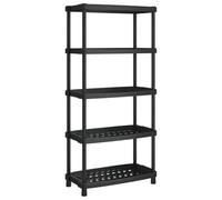 vidaXL Scaffale a 5 Ripiani Nero 93,5x45,5x194,5 cm in PP