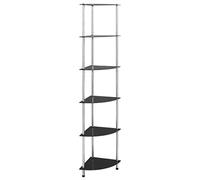 vidaXL Scaffale a 6 Livelli Nero 30x30x160 cm Vetro Temperato